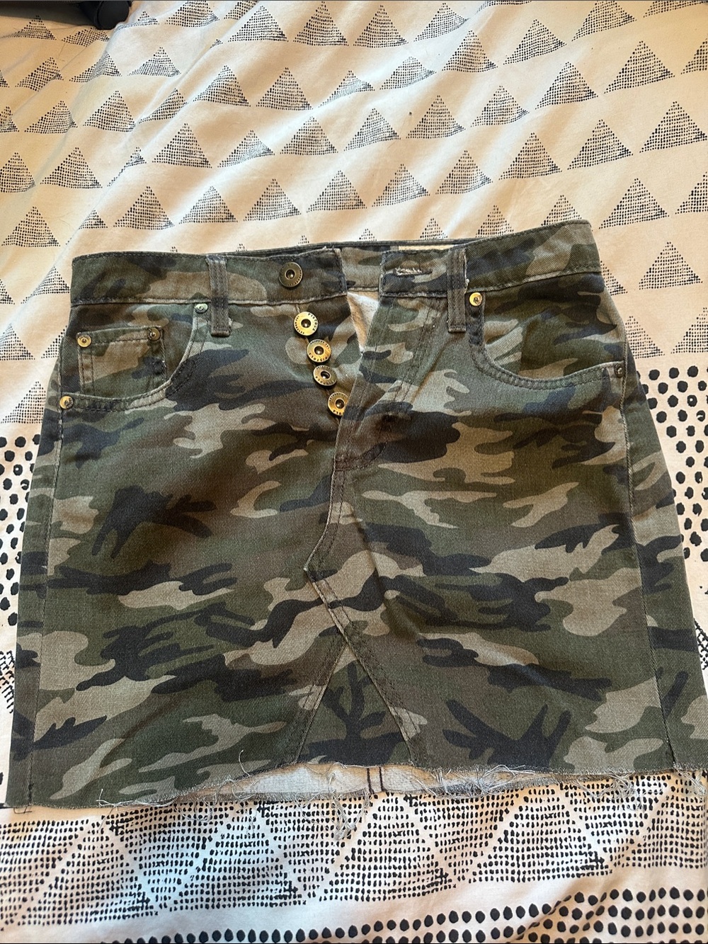 Pistola Camo Button-Front Skirt - Olive Green/camouflage